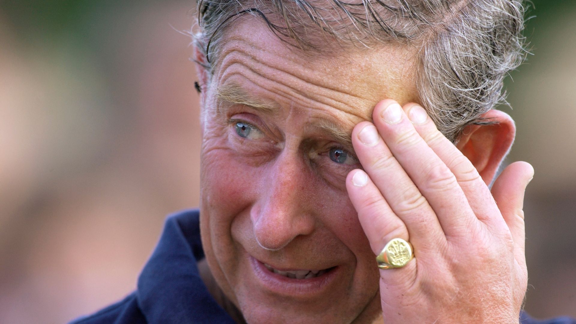 A close-up of King Charles's signet ring