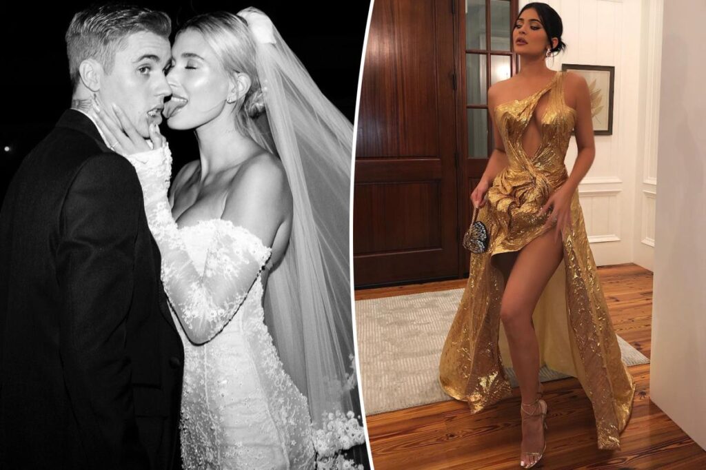 Kylie Jenner defends gold dress worn to Hailey and Justin Bieber's wedding