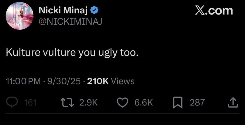 Nicki Minaj has called Cardi B’s 7 year old daughter Kulture ‘ugly’