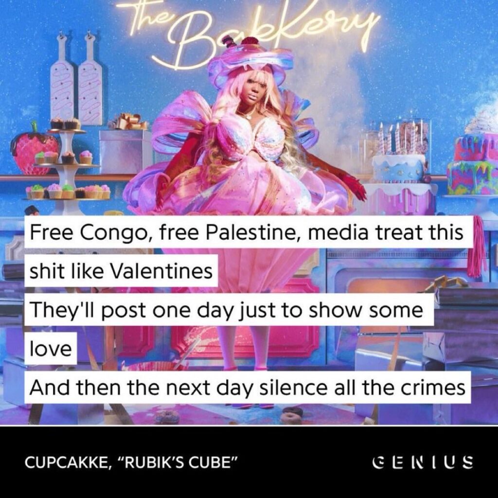 Rapper CupcakKe openly supports Congo and Palestine in new song ‘Rubik’s Cube’