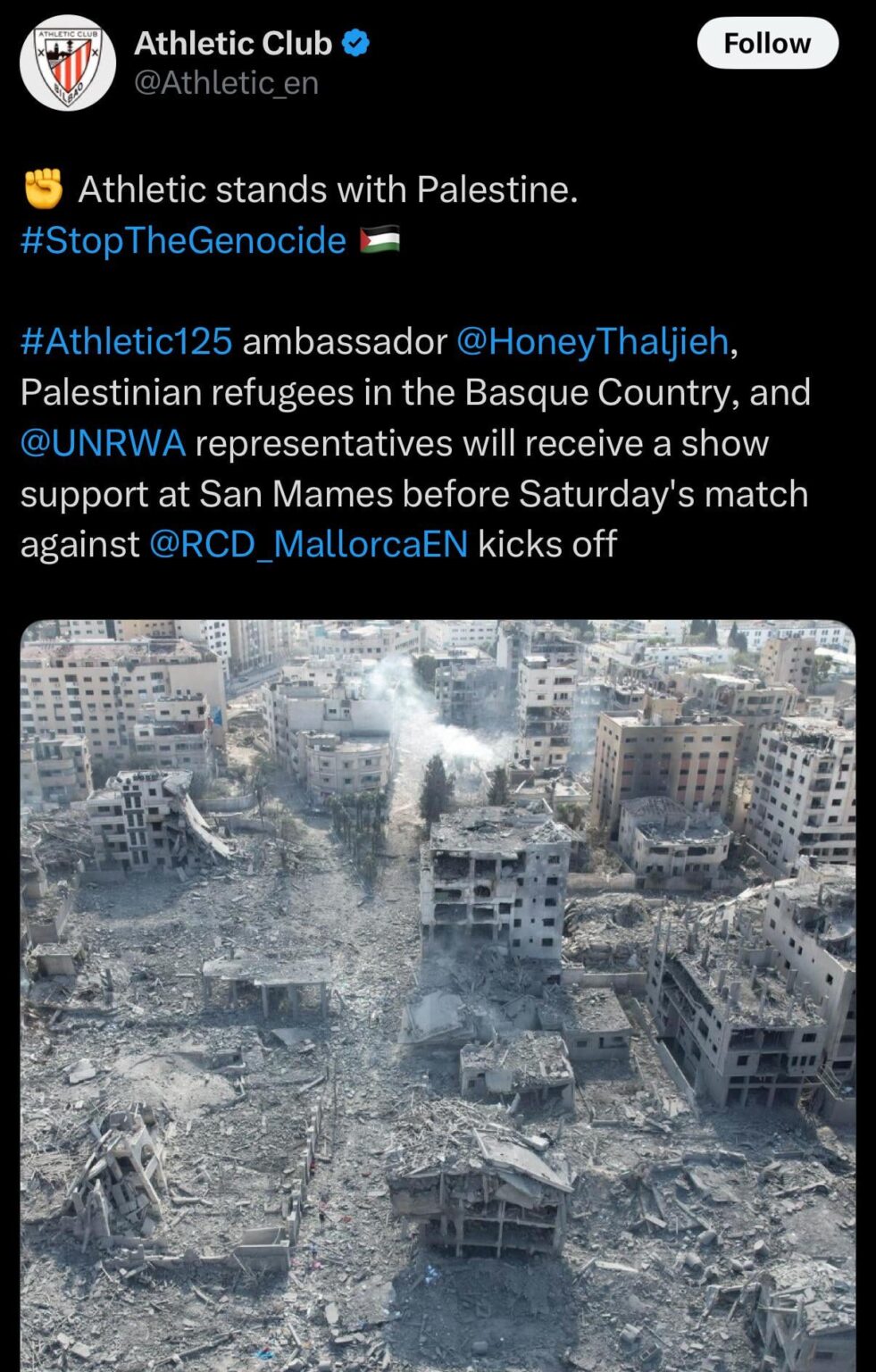 Spanish Football/Soccer Club Athletic Bilbao Shows Solidarity with Palestine
