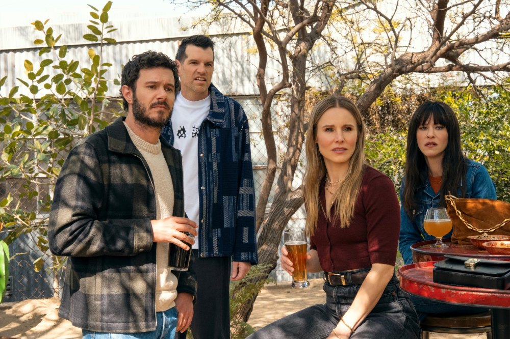 Adam Brody, Timothy Simons, Kristen Bell, Jackie Tohn in Nobody Wants This season 2