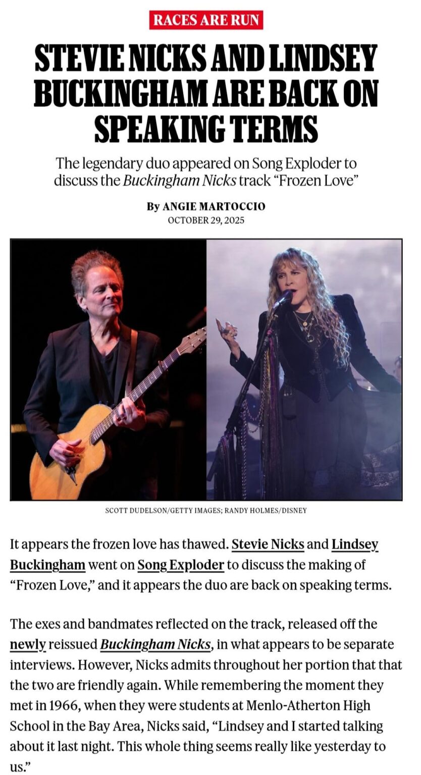 Stevie Nicks and Lindsey Buckingham have officially reconciled