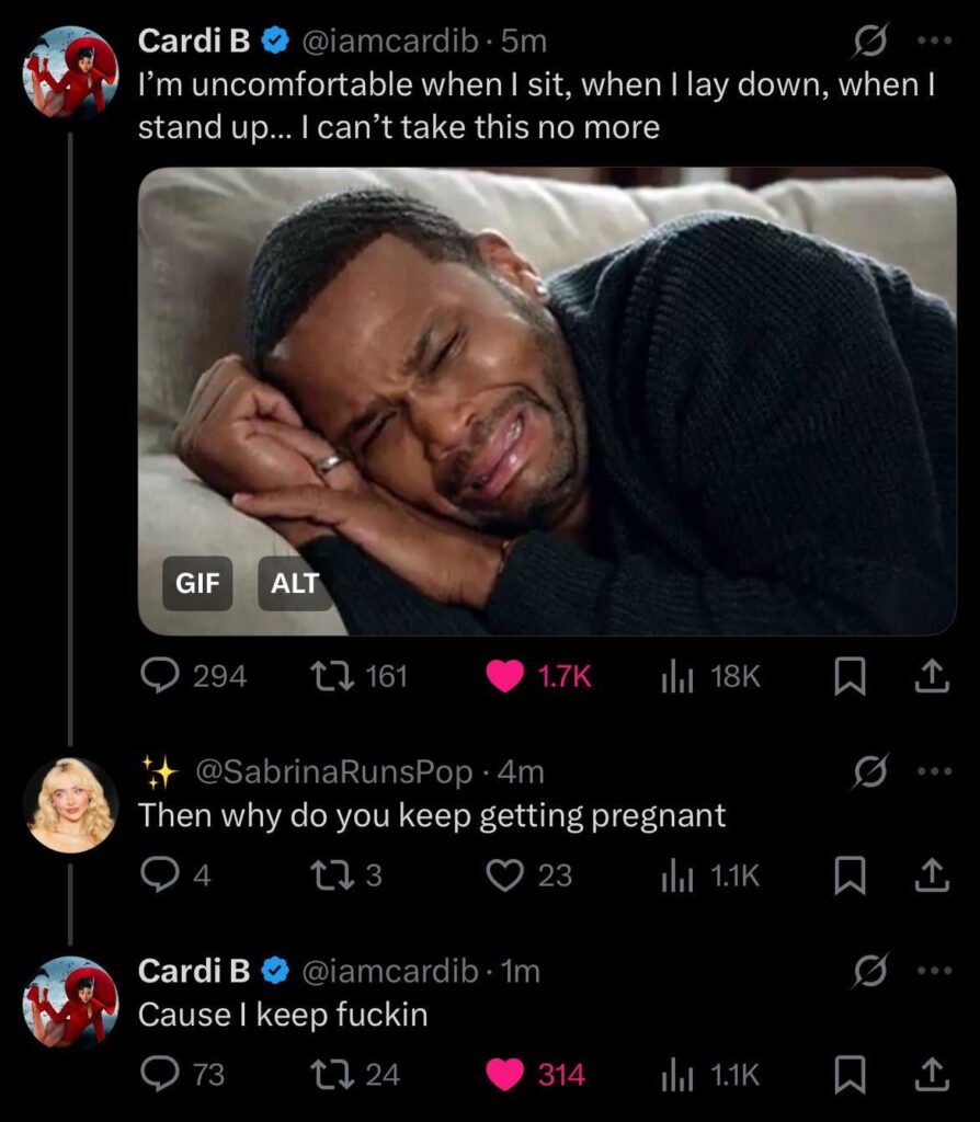 Cardi B clocked a troll who questioned her for keep getting pregnant.