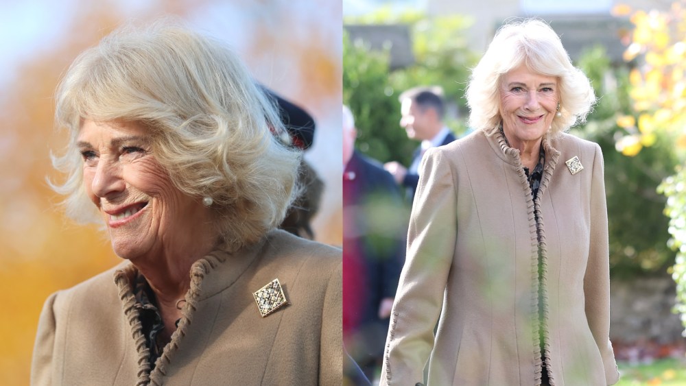 Queen Camilla Embraces Fall Tones, Styles New Brooch Queen Camilla wears the Lucia Odescalchi brooch at the tower at St. Bartholomew’s Church during her visit to The Poppy Project on Oct. 28, 2025 in Corsham, England.