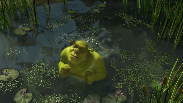 Shrek farting in a bog in Shrek