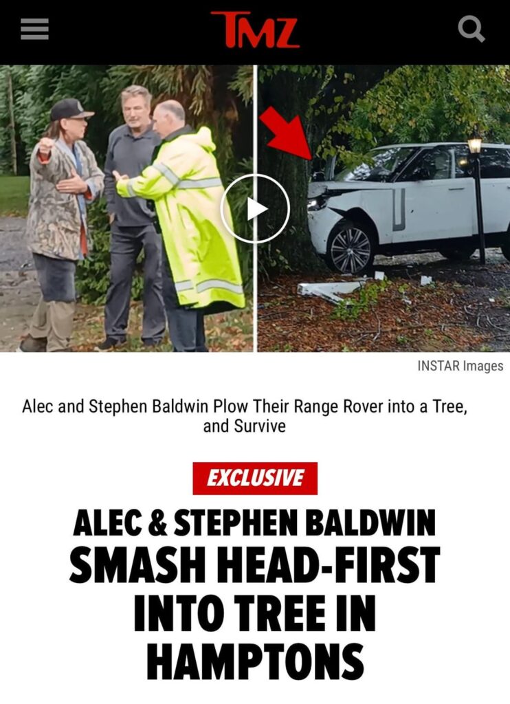 Alec and Stephen Baldwin smashed their Range Rover into a tree in the Hamptons