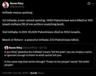 Boots Riley rolling in with the intifada lore