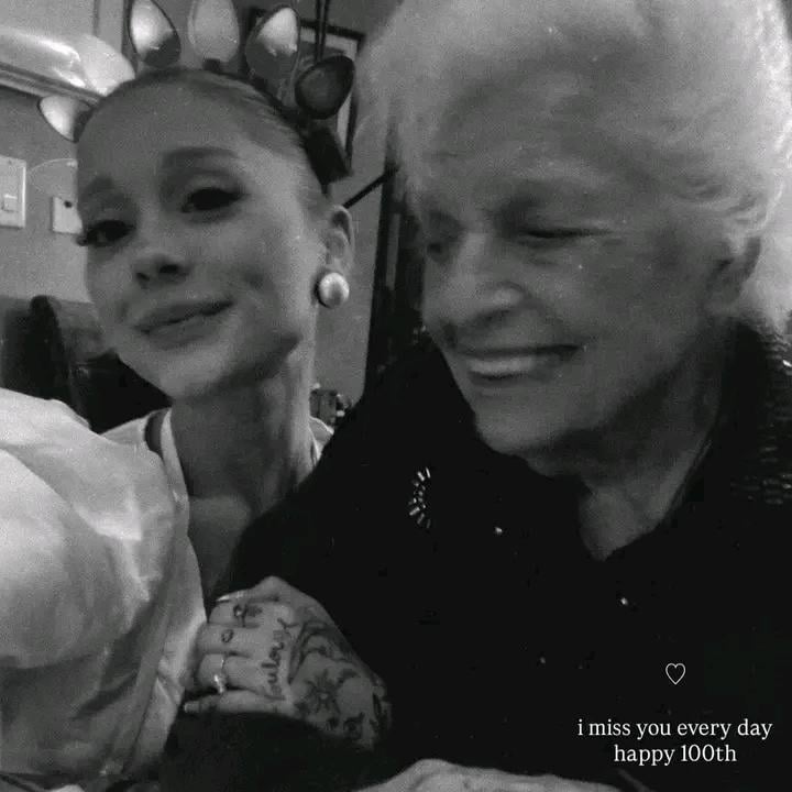 Ariana Grande wishes a happy heavenly birthday to her late grandmother Nonna, who would've turned 100 years today.