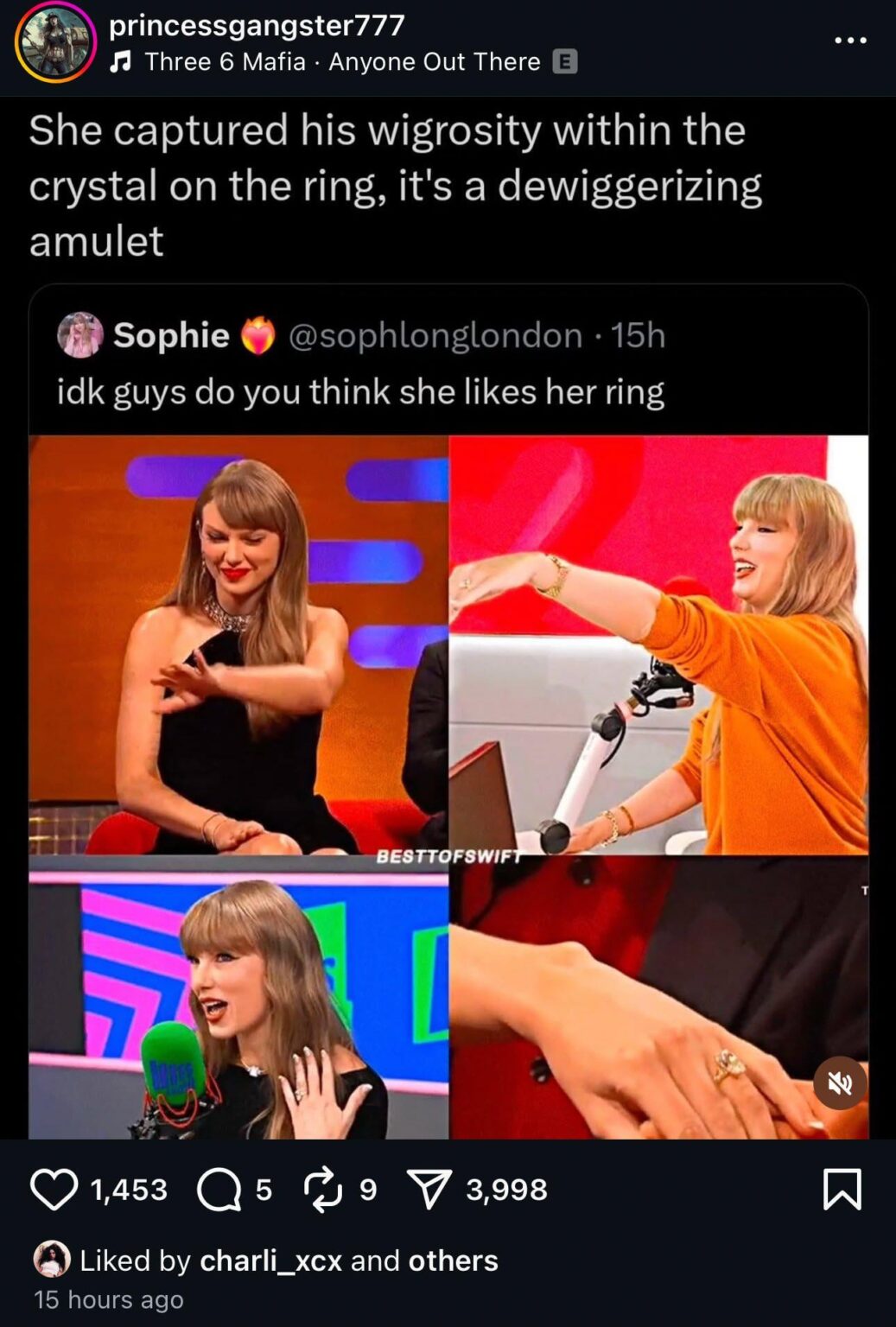 Charli XCX likes Instagram post about Taylor Swift