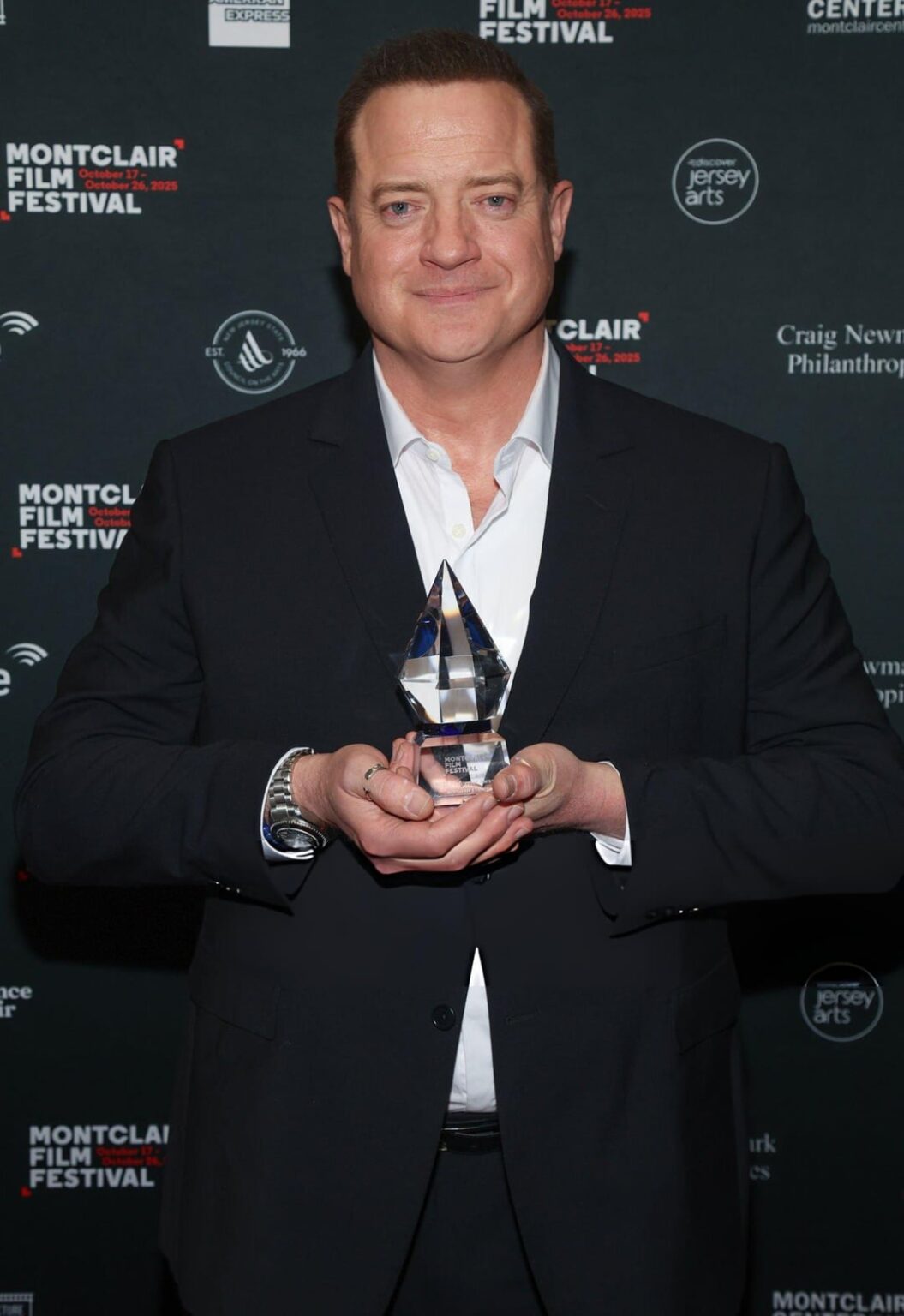 Brendan Fraser attended the premiere of 'Rental Family' during the 14th Annual Montclair Film Festival, where he was honored with this year's Performer Award. In attendance at the premiere + Q&A was his gf Jeanne Moore, Stephen Colbert & Evelyn McGee-Colbert. (October 25, 2025)