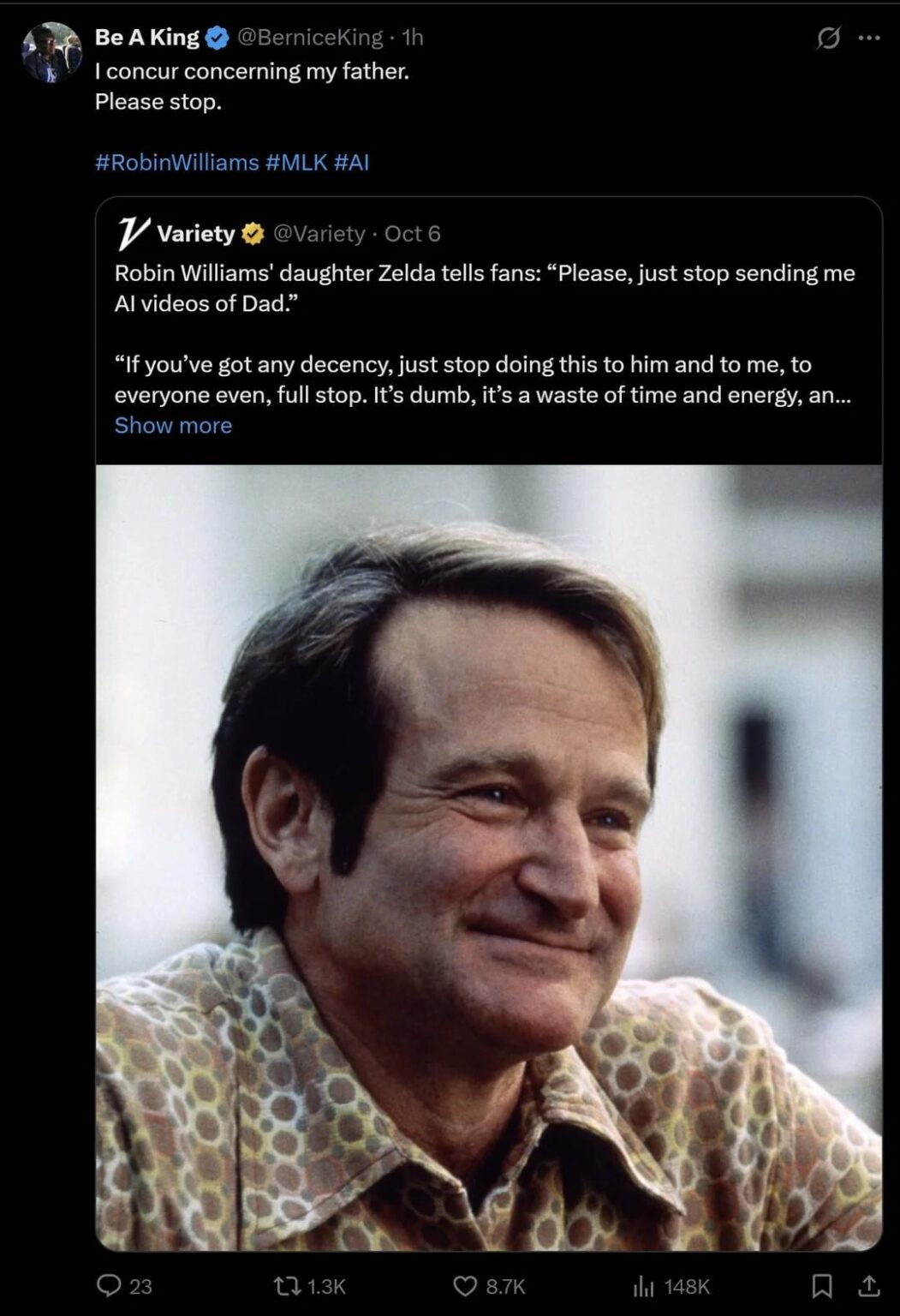 Bernice King endorses Zelda Williams' message about sending her AI videos of her dad, Martin Luther King Jr.
