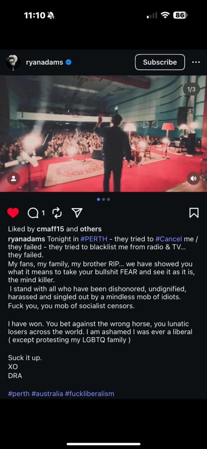 Ryan Adams being horrid again