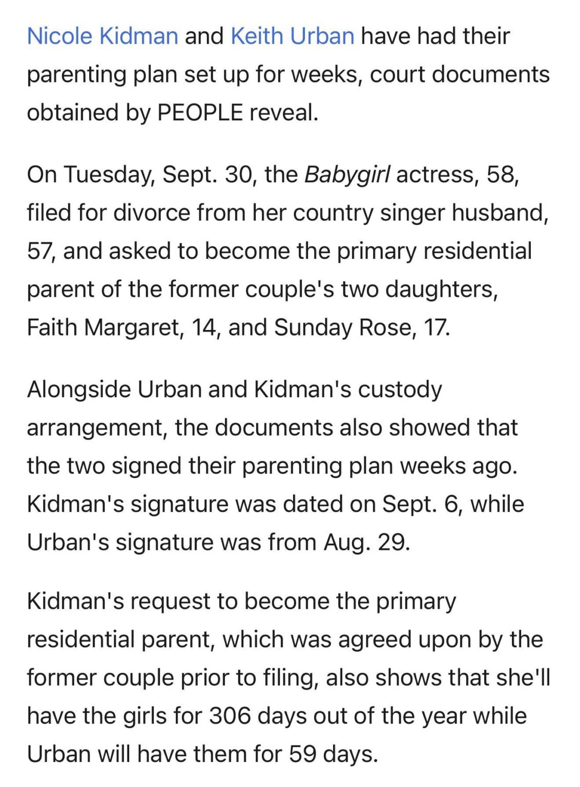 Nicole Kidman and Keith Urban Signed Parenting Plan Weeks Before the Actress Filed for Divorc