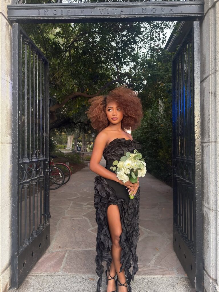Leah Jeffreies (Annabeth on the Percy Jackson show) looks stunning while attending her Homecoming dance.
