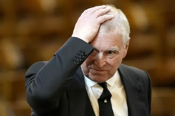 Britain's Prince Andrew, Duke of York attends a Requiem Mass, a Catholic funeral service, for the late Katharine, Duchess of Kent, at Westminster Cathedral in London on September 16, 2025. 