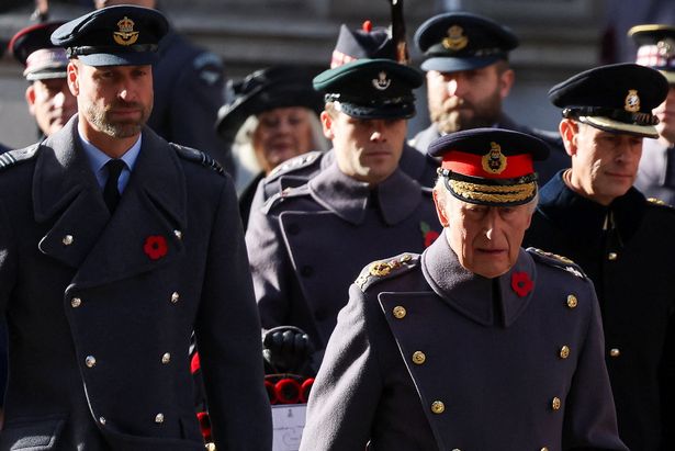 The Royal Family prepare to lay their wreaths at the Cenotaph 