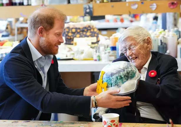 Harry with 101-year-old veteran Brenda Reid