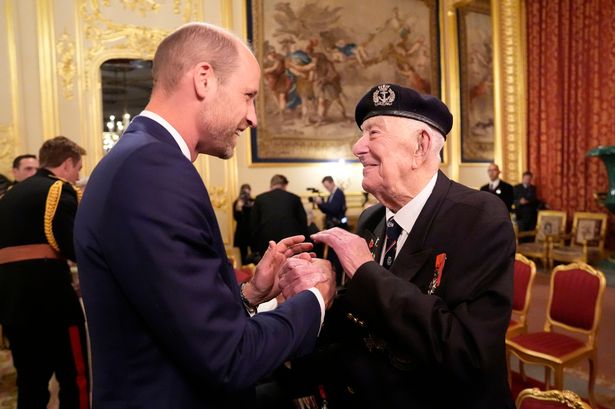 The Prince of Wales and veteran Henry Rice at the reception