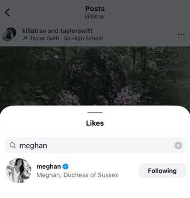 Meghan gave the couple a 'like' on their announcement shortly after it was posted
