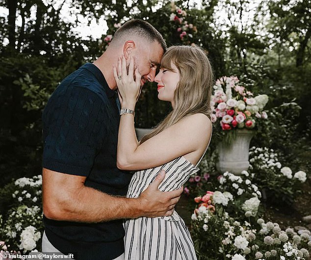 The couple announced their engagement in August (pictured) with Meghan, and Prince William and Kate, liking the news on Instagram