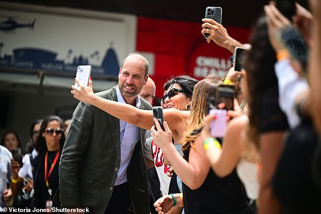 Royal fans in the surrounding crowds clamoured for selfies featuring the Prince of Wales on Monday