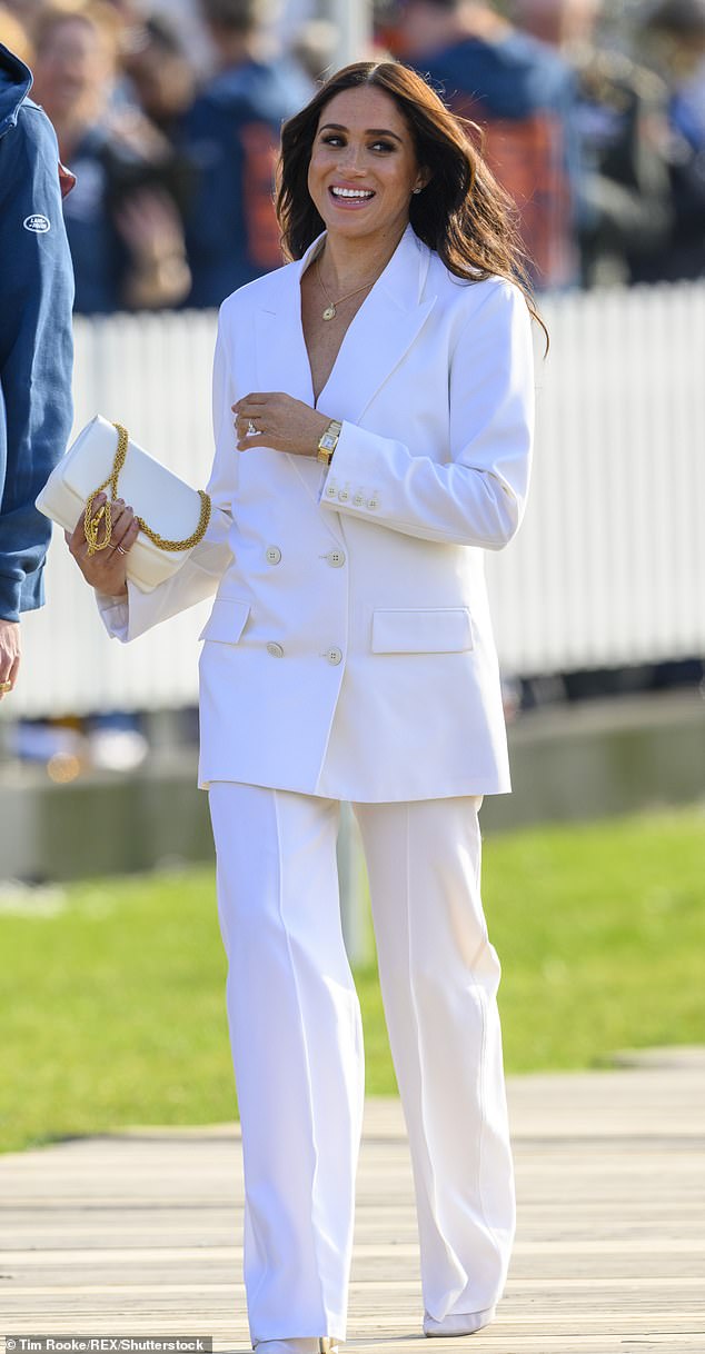Colour expert Jules Standish explains: 'Meghan is constantly reinventing herself and the colour white gives a sense of optimism, making it the perfect colour for her'