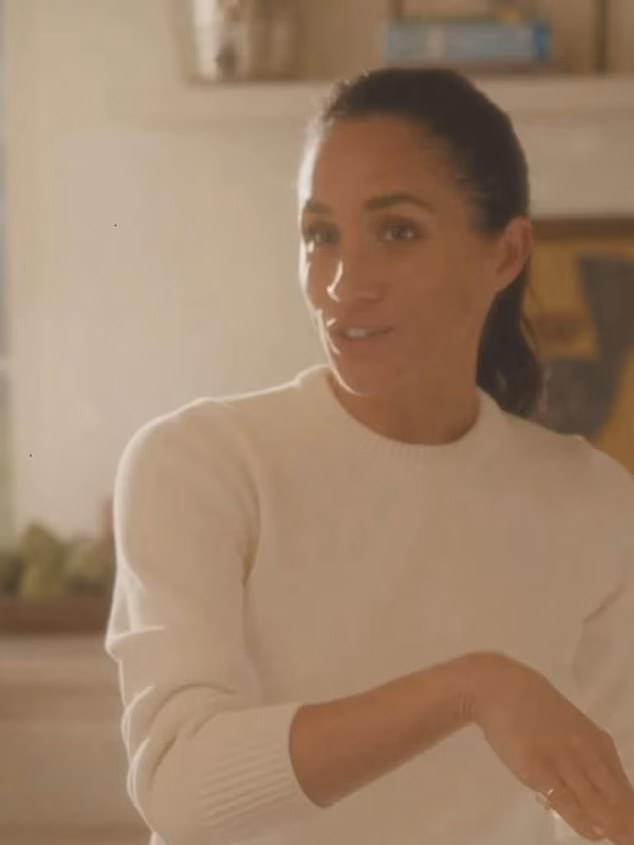 In her festive As Ever advert, the Duchess of Sussex appeared in a soft white sweater and matching trousers. The setting was impossibly curated, with every detail deliberate - including the colour