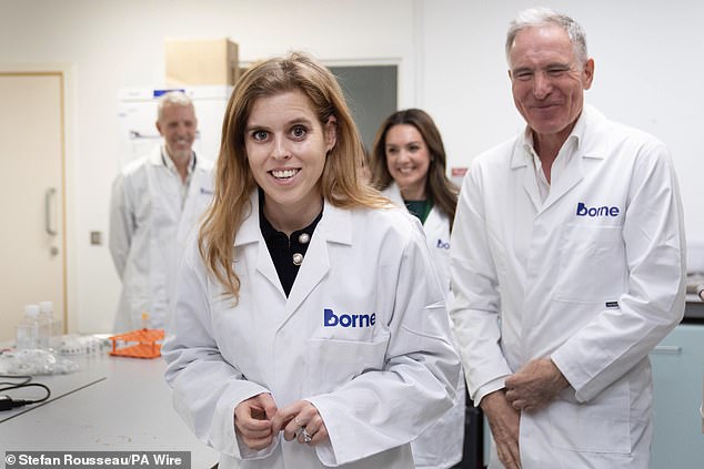 The princess is patron of Borne, which funds research into preventing premature births (pictured visiting the lab)