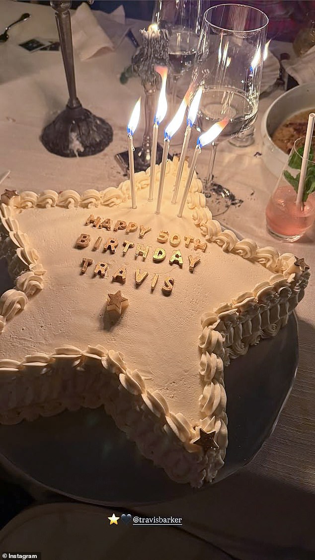 Travis's cake was white and shaped like a star as it simply read 'Happy 50th Birthday Travis'