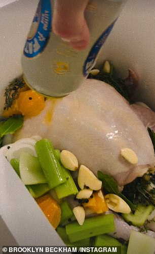 from the showbiz family that produced him . The 'nepo baby,' who at one point hosted a web show called Cookin' with Brooklyn, posted videos of himself mulling wine and tenderizing a turkey with beer