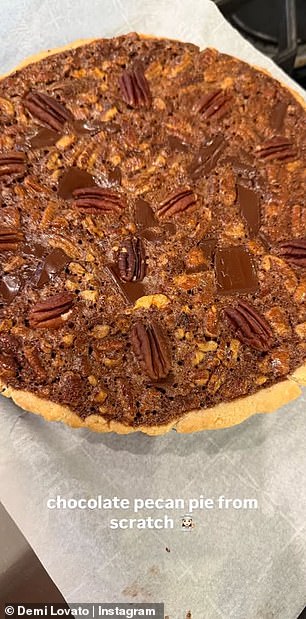 Lovato also made cornbread pudding