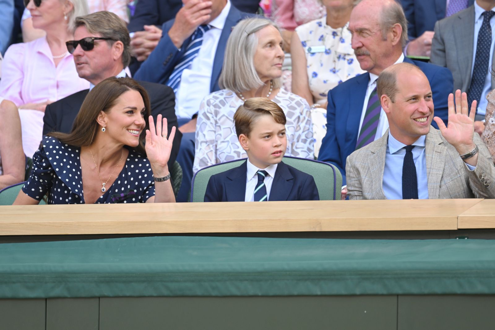 Princess Kate Prince George and Prince William Duke of Cambridge attend The Wimbledon Men's Singles Final at the All...