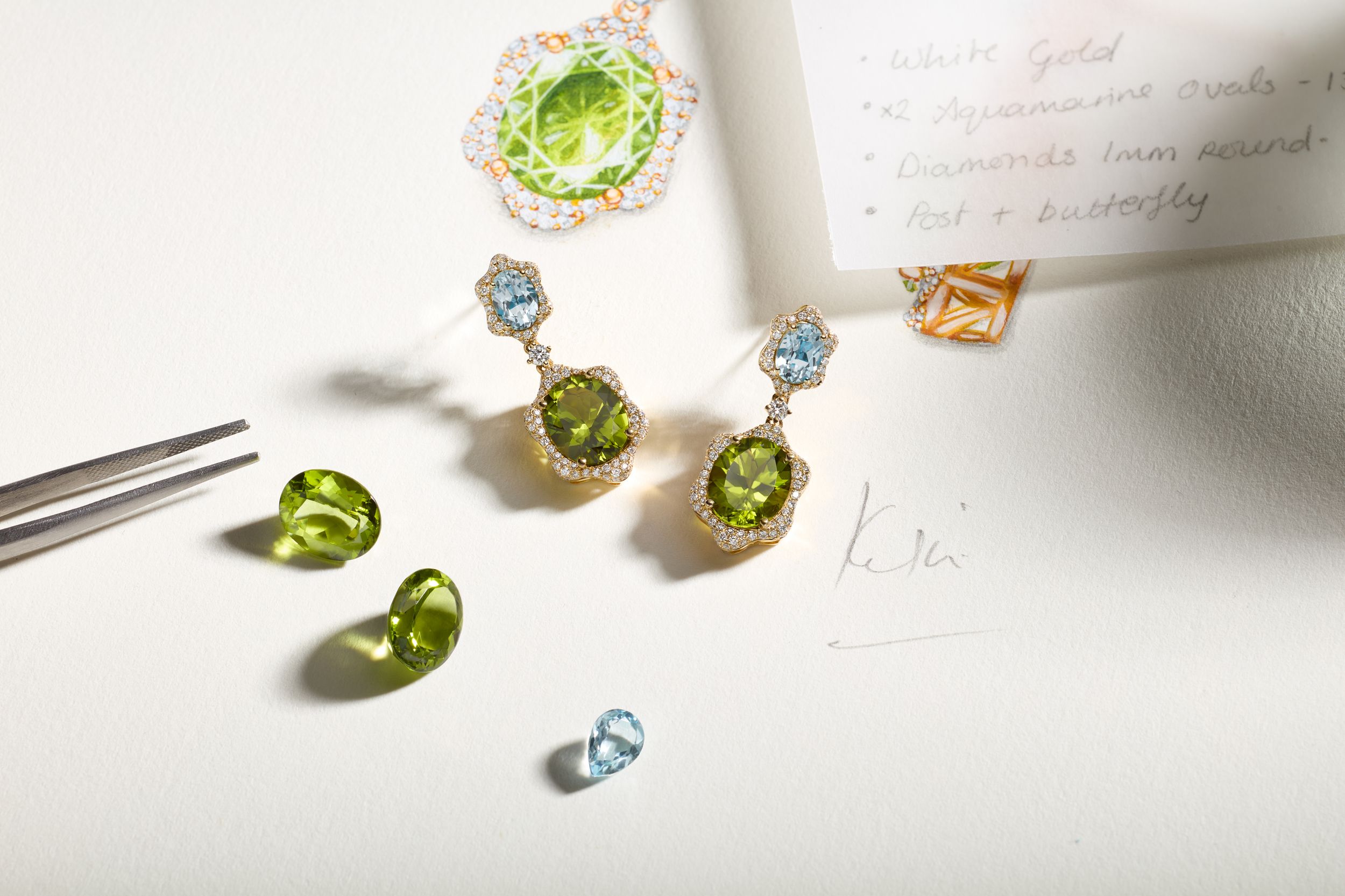green earrings