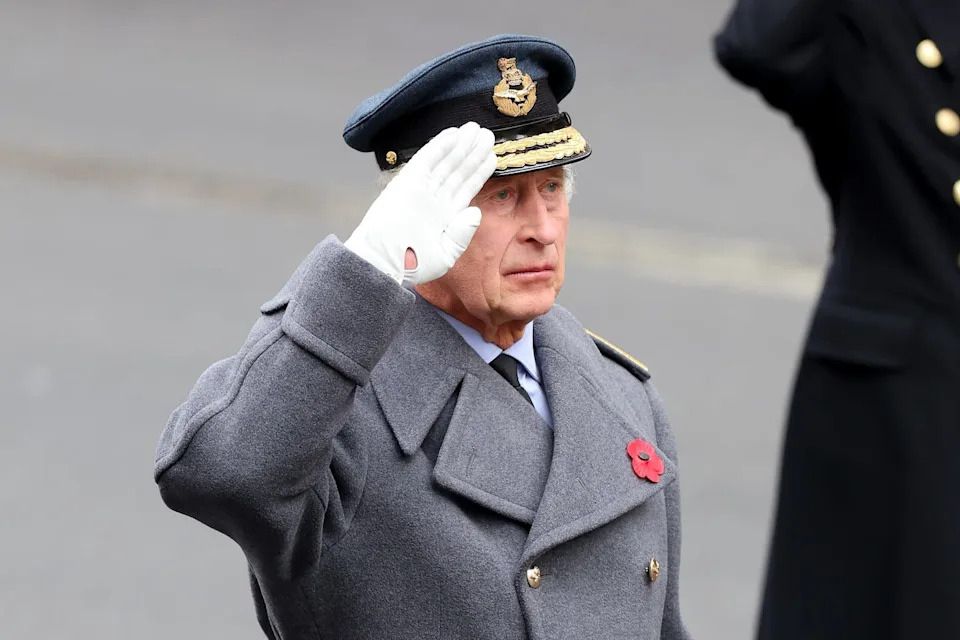 london, england november 12: king charles iii during the national service of remembrance at the cenotaph on november 12, 2023 in london, england. every year, members of the british royal family join politicians, veterans and members of the public to remember those who have died in combat. (photo by chris jackson/getty images)