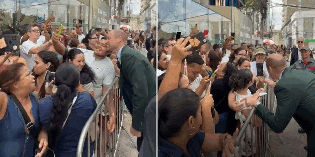 Prince William brings street to a halt as Brazilian crowd chants: 'William, William!'