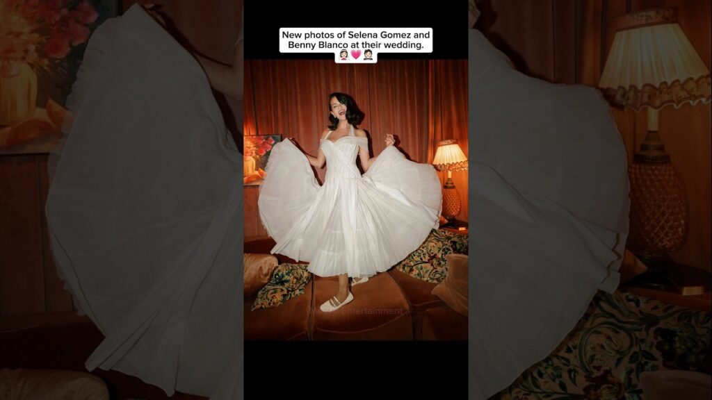 Selena Gomez in her wedding dress. 👰🏻‍♀️💐🥹 #selenagomez #weddingdress #bride #fyp