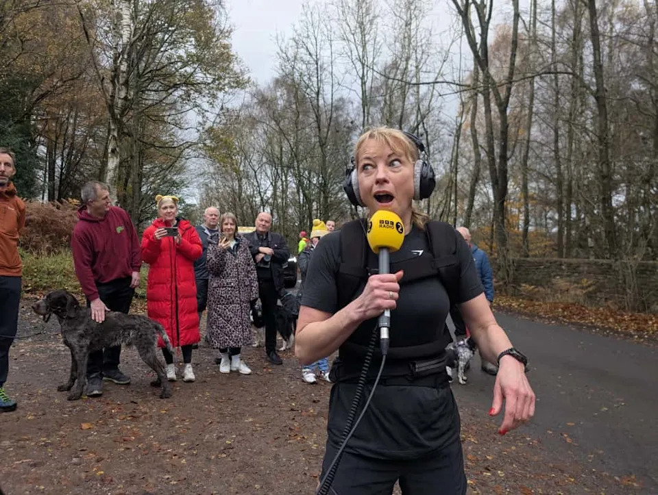 Sara Cox reacts to reaching £1m for charity. (BBC)