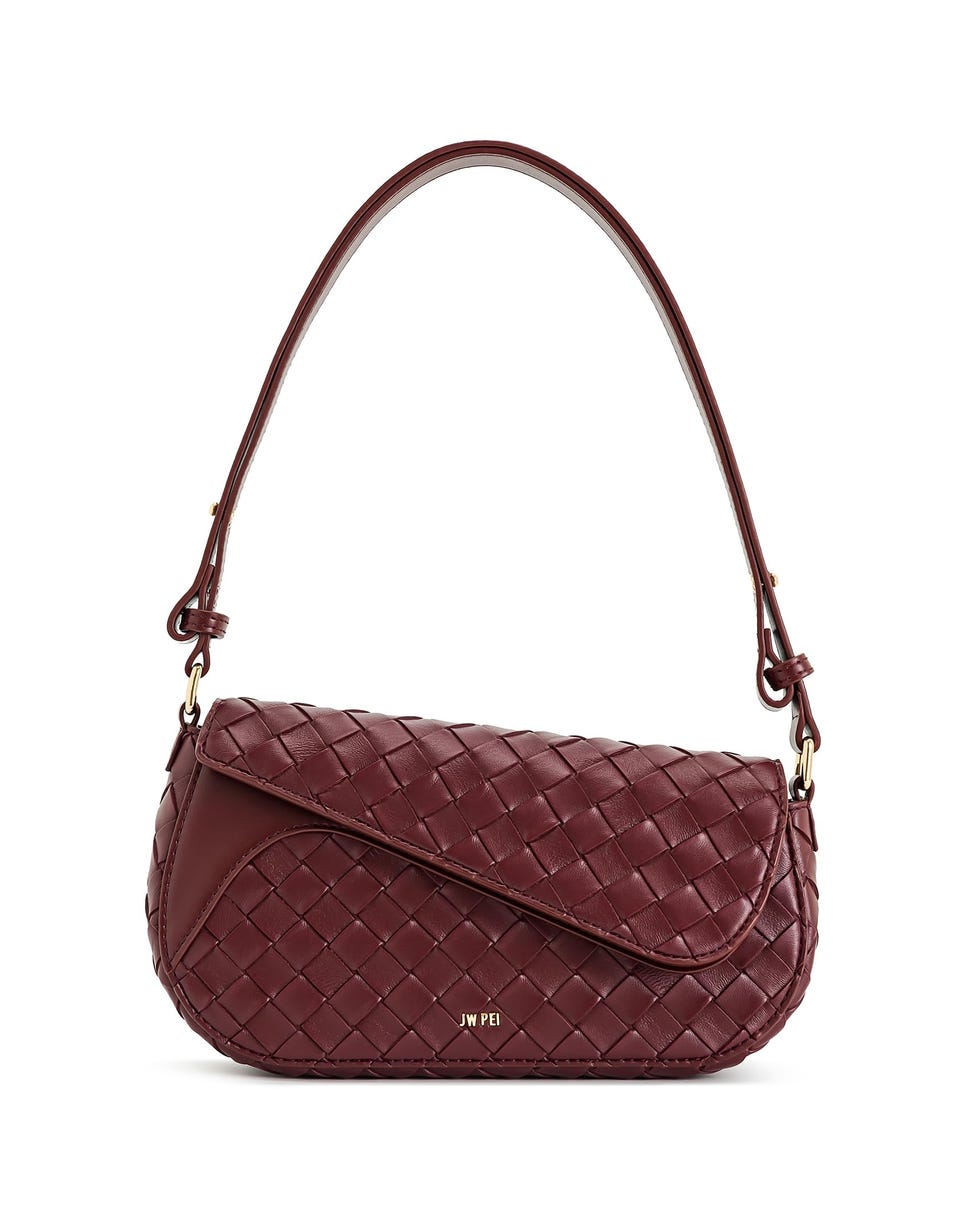 JW PEI Women's Addisyn Shoulder Bag - Weave Texture Burgundy