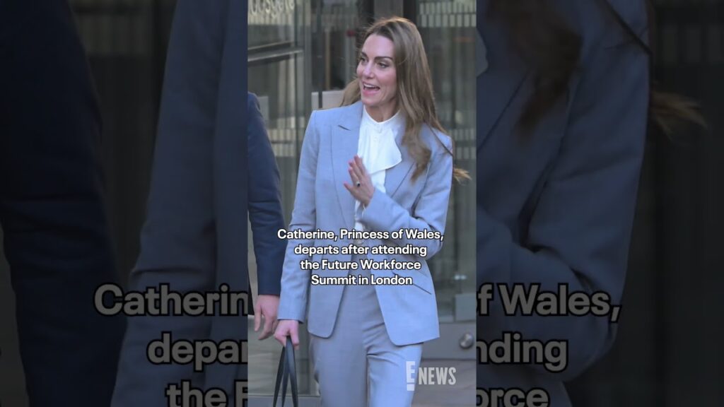 Catherine, Princess of Wales, departs after attending the Future Workforce Summit in London.