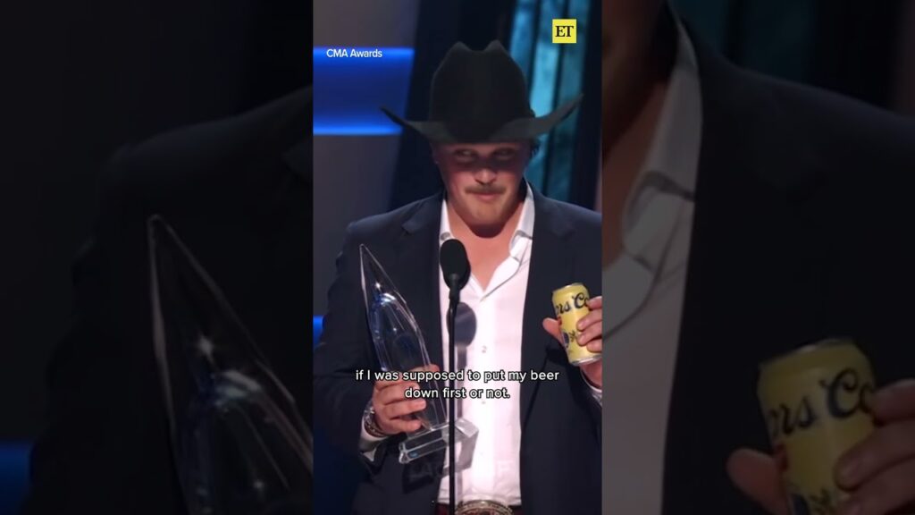 Zach Top Forgot to Put Down His Beer When Winning the CMA Award for New Artist of the Year.