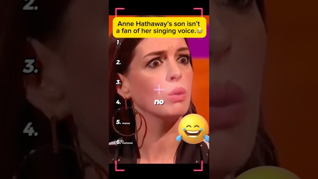 Anne Hathaway’s son isn’t a fan of her singing voice.😂#funny #annehathaway Anne Hathaway’s son isn’t a fan of her singing voice.😂#funny #annehathaway
