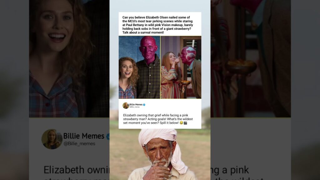 Elizabeth Olsen SOBBING at a Giant Pink Strawberry Vision?!  MCU’s Wildest Scene Ever!