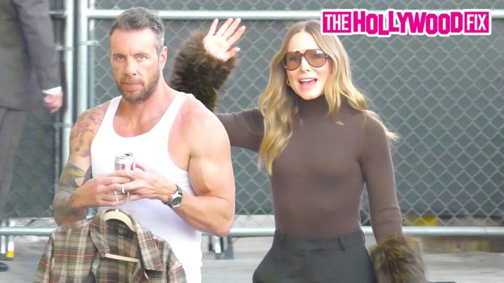Dax Shepard & Kristen Bell Sign Autographs For Fans While Arriving At Jimmy Kimmel Live! Studios