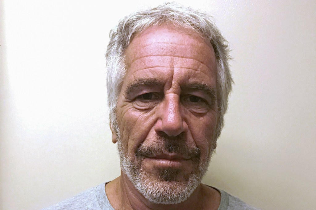 Headshot of Jeffrey Epstein with short gray hair and beard.