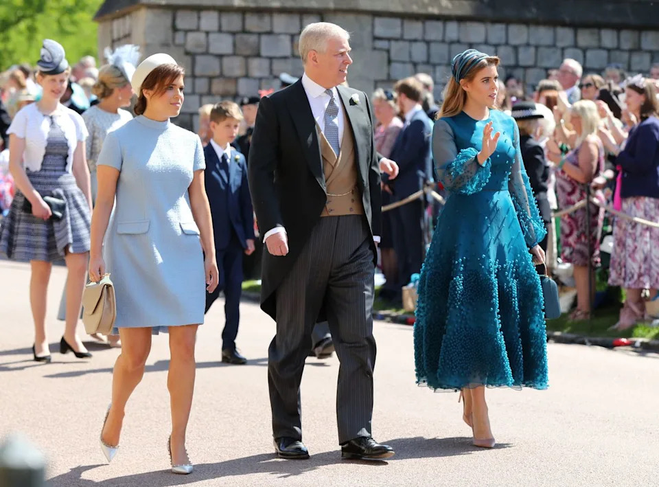 Getty Princess Eugenie, Andrew Mountbatten Windsor, and Princess Beatrice in 2018