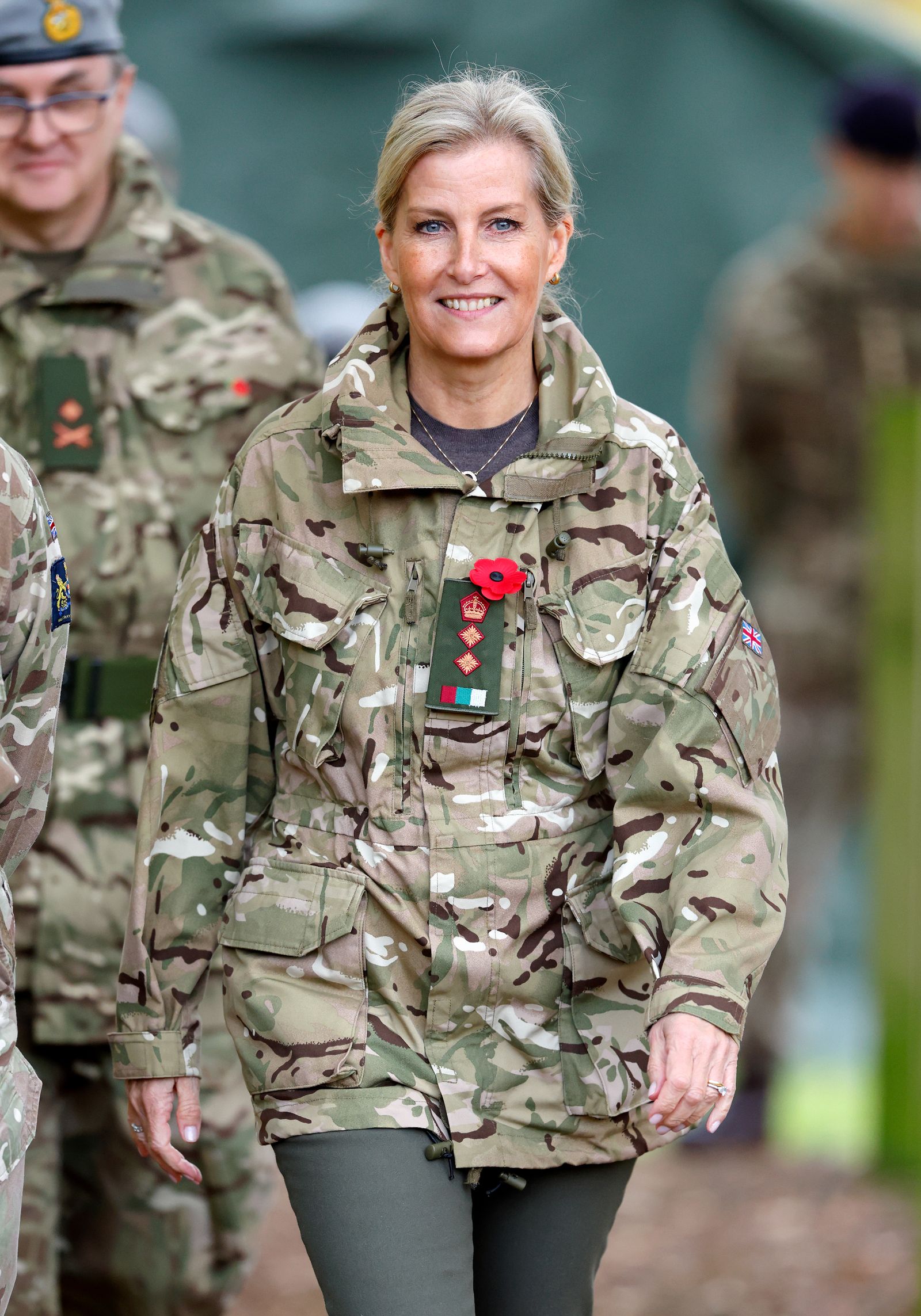 Sophie the Duchess of Edinburgh swapped midi dresses for a camouflage jacket on Wednesday as she got stuck in for the...