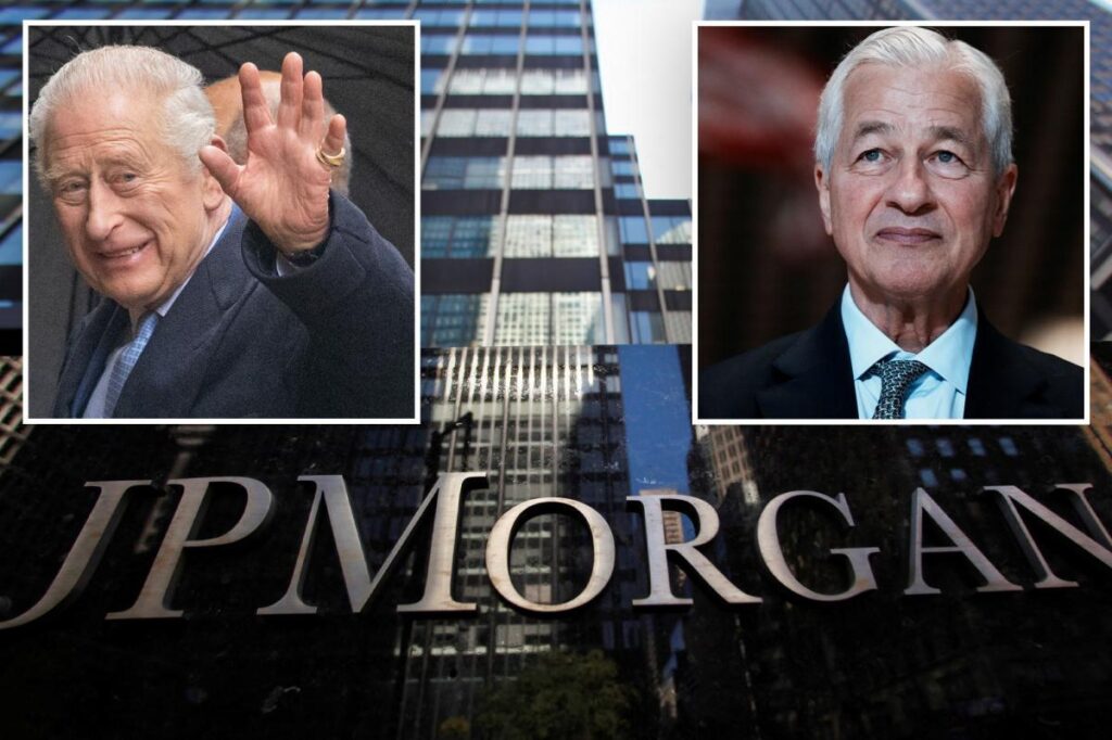 JPMorgan CEO Jamie Dimon hosts birthday bash for King Charles at bank’s NYC headquarters in room filled with photos of royal family, Trump, and Reagan. Tony Blair, Brian Cox attend