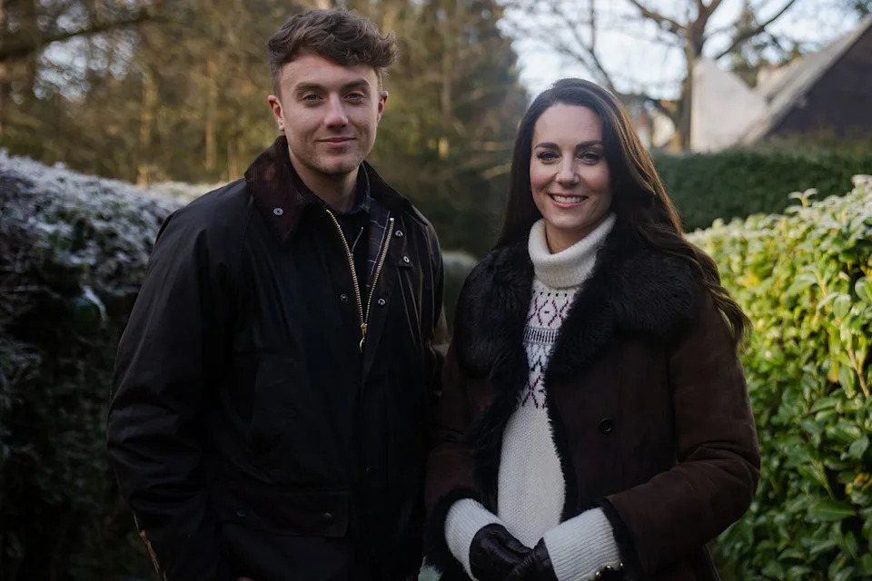 Kensington Palace Roman Kemp and Kate Middleton in a still from the video they released for her Shaping Us campaign in February 2023.