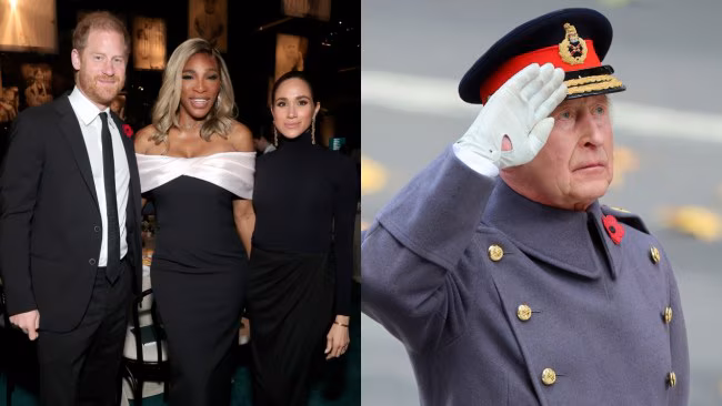 'Appalling misjudgement': Prince Harry and Meghan Markle called out for partying with celebrities at Kardashian brithday while royals attend sombre remembrance ceremonies for war veterans